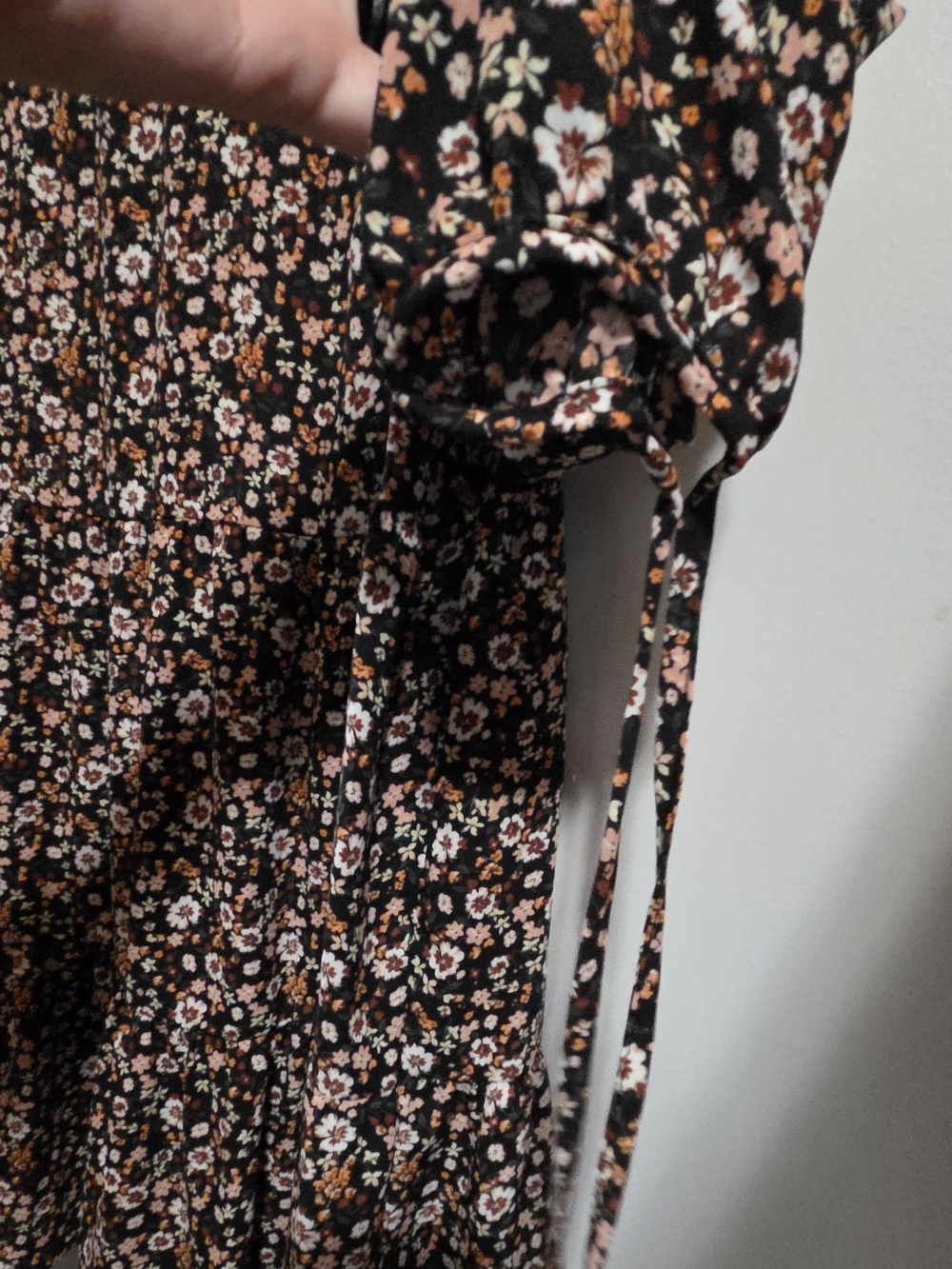 wild fable Black Floral Midi Dress with Orange & Peach Flowers - Picture 3 of 5